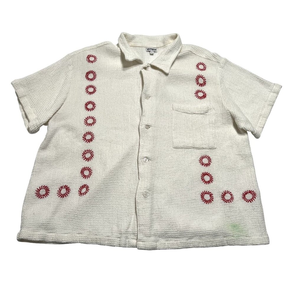 Gimaguas Sunny Shirt Button Front Shirt in White and Red